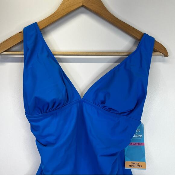 Swim Solutions Tummy Control Plunge One Piece swimsuit copen blue - 8 - Picture 4 of 13